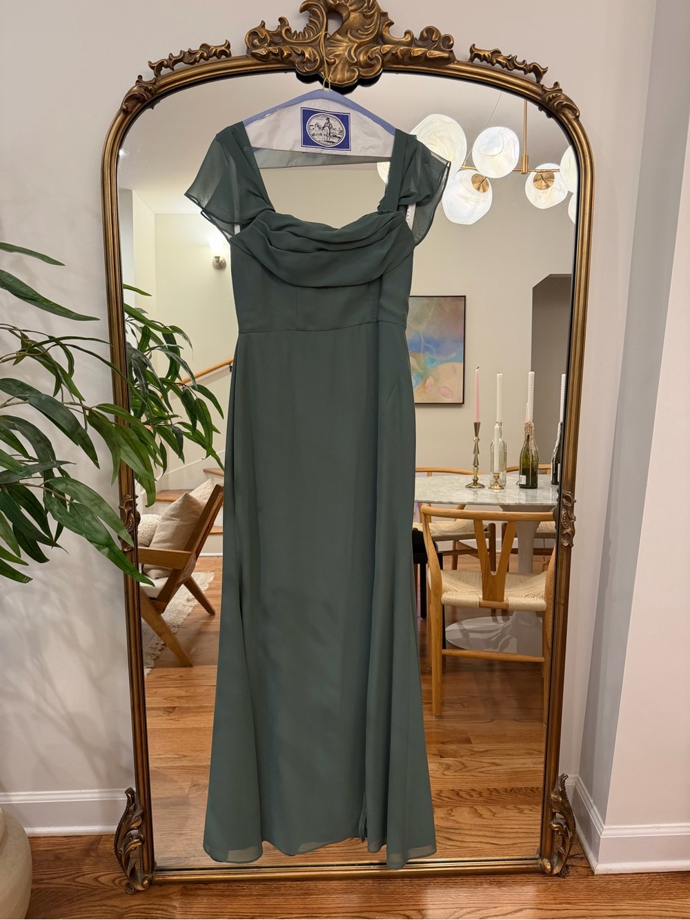 Azazie Saige A-Line Off the Shoulder Chiffon Convertible Evening Dress - Picture 8 of 10